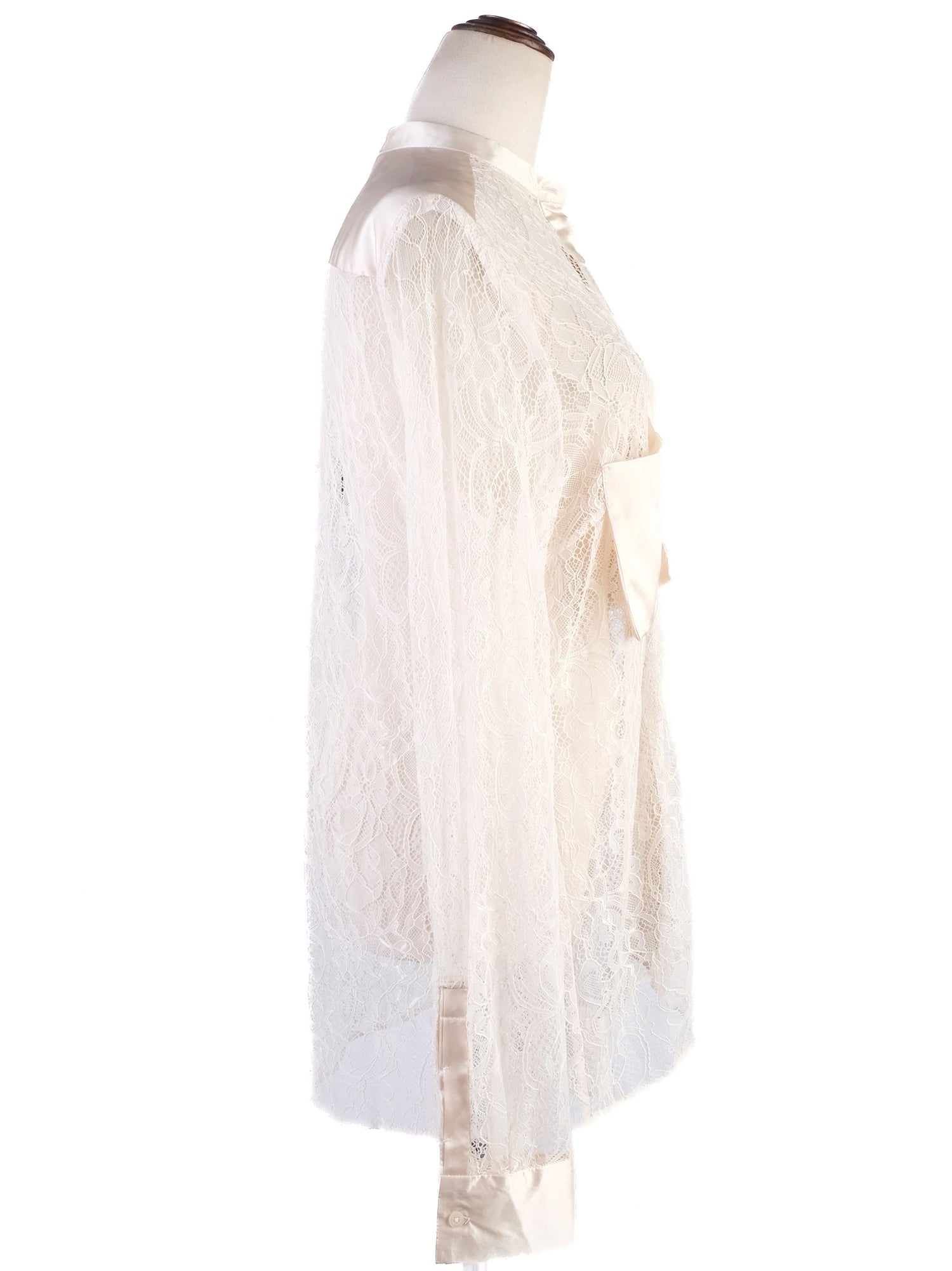 NEW By Malene Birger White Sheer Lace Blouse Size M