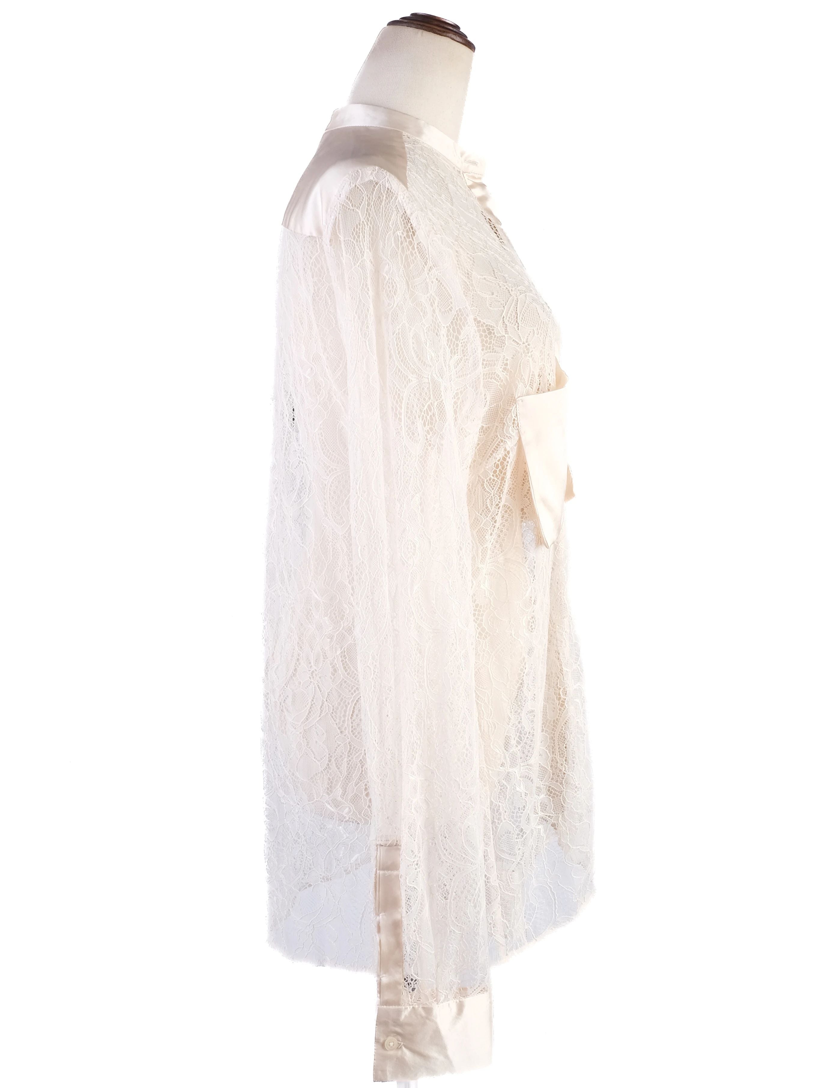 NEW By Malene Birger White Sheer Lace Blouse Size M