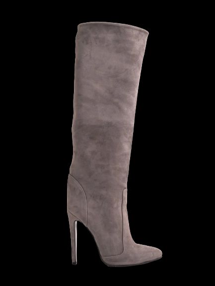 Good Iren Vartik Gray Genuine Suede Knee-High Stiletto Boots Size 37
