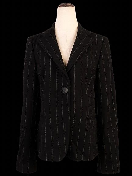 Excellent Emporio Armani Black Wool Pinstripe Blazer Women&