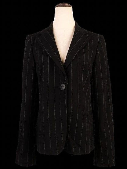 Excellent Emporio Armani Black Wool Pinstripe Blazer Women&
