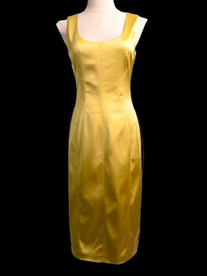 Excellent Dolce Gabbana Yellow Sleeveless Dress Size S Nylon