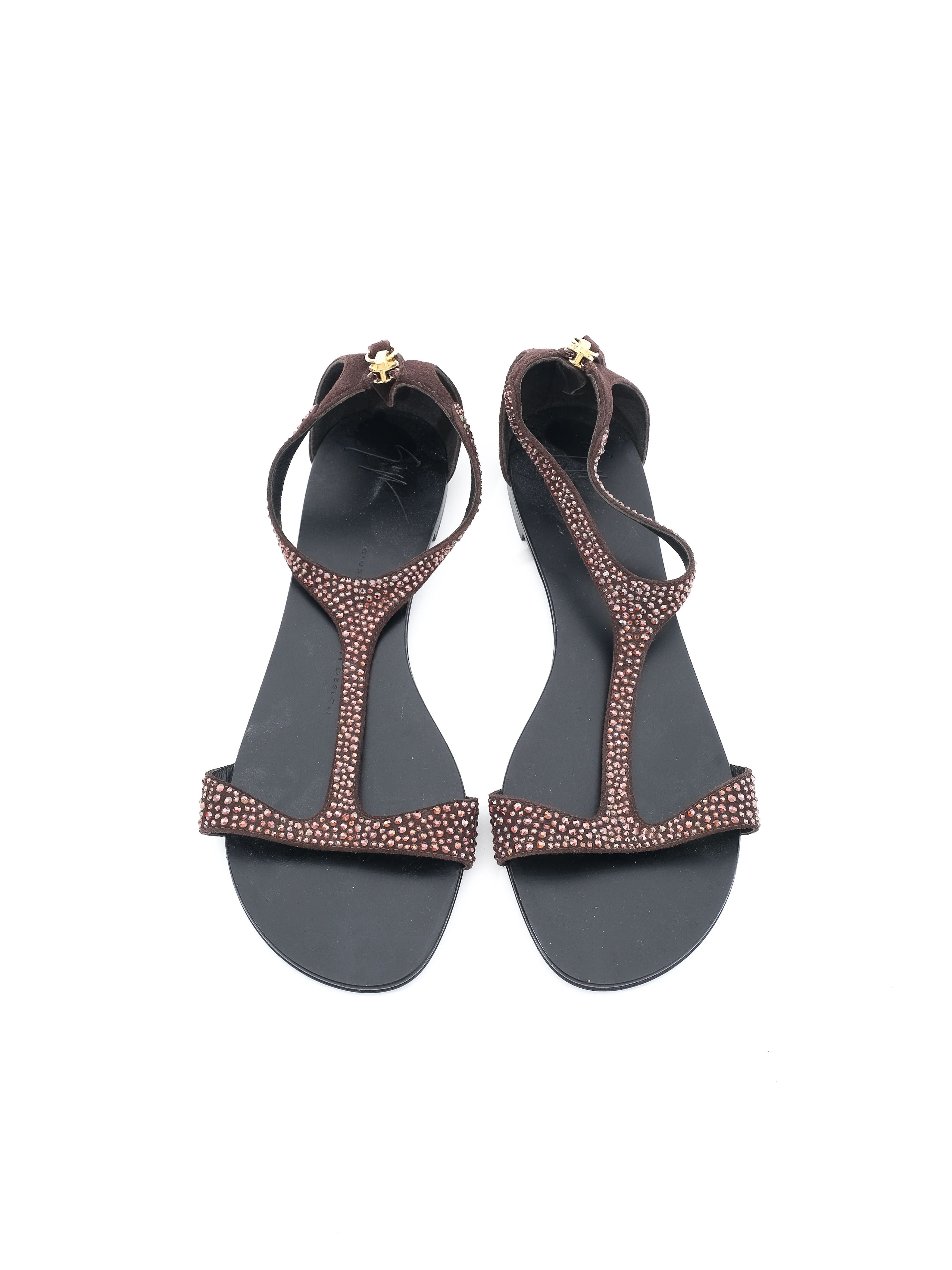 Perfect Giuseppe Zanotti Black Leather Open-Toe Sandals Size 36