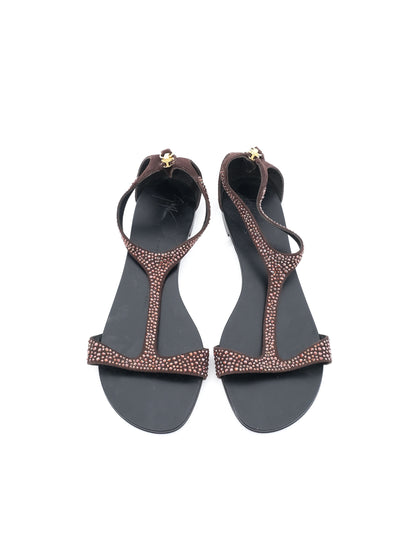 Perfect Giuseppe Zanotti Black Leather Open-Toe Sandals Size 36