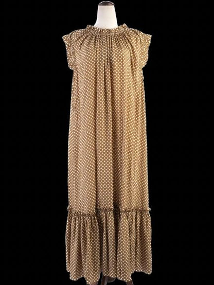 Excellent Zimmerman Ruffled Polka Dot Dress Brown Silk Size L
