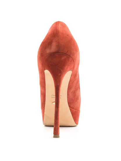 Excellent Sergio Rossi Orange Genuine Suede High Heeled Pumps Size 37
