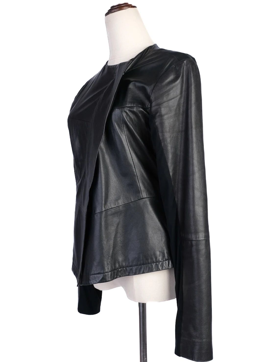 Excellent Emporio Armani Black Leather Jacket Women Size M