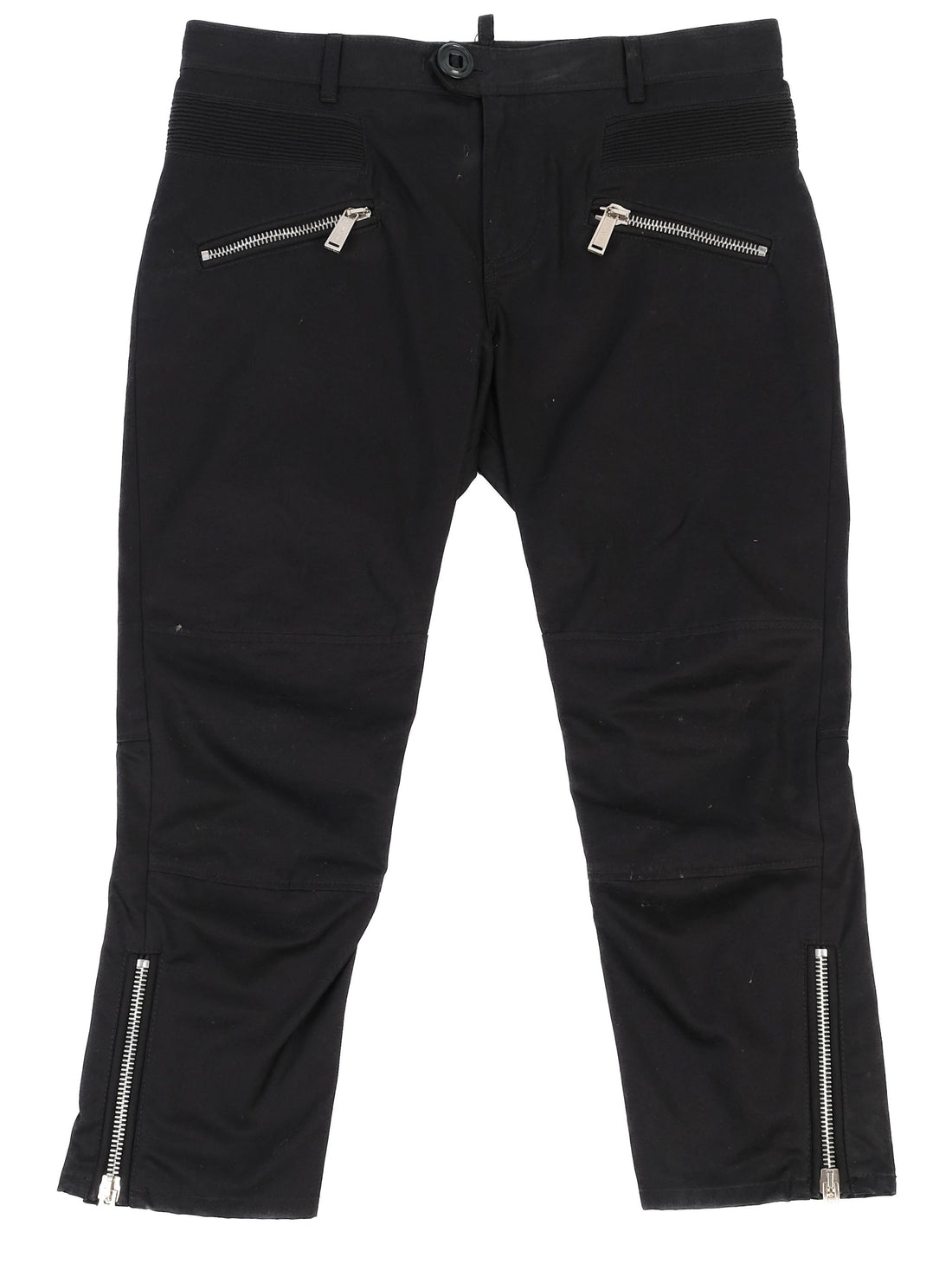 Excellent Dsquared2 Black Cotton Pants Size 40 with Zipper Details