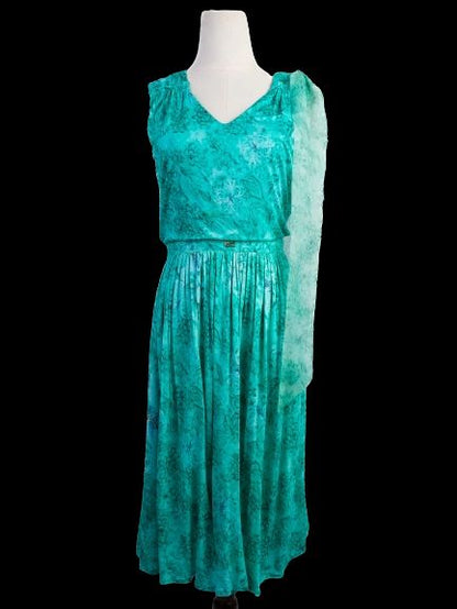 Excellent Class Roberto Cavalli Green Floral Dress Size M