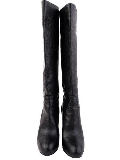 Excellent Bally Black Leather Knee-High Stiletto Heeled Boots Size 37.5