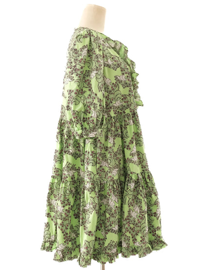 Excellent Diane von Furstenberg Green Floral Dress Size M