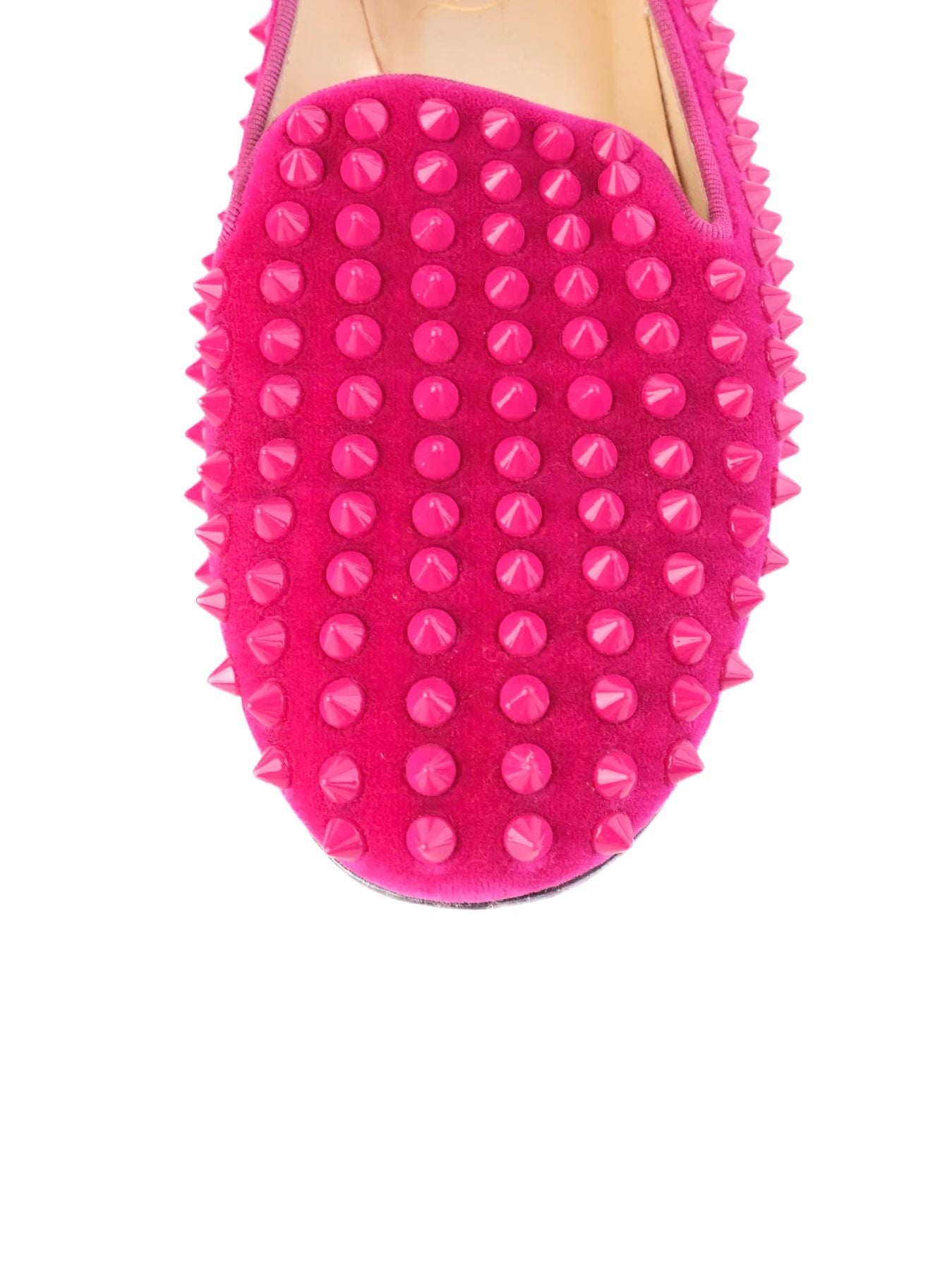 Excellent Christian Louboutin Pink Leather Loafers with Spikes Size 35.5