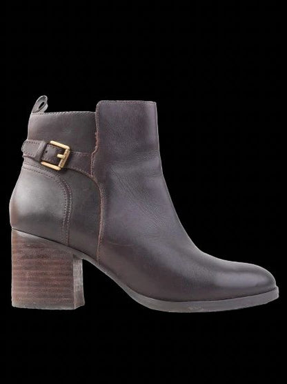 Excellent Ralph Lauren Orange Leather Ankle Boots Size 37 with Block Heel