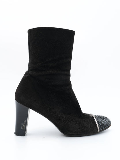 Good Fabiana Filippi Black Leather Ankle Boots Size 40 High Heel