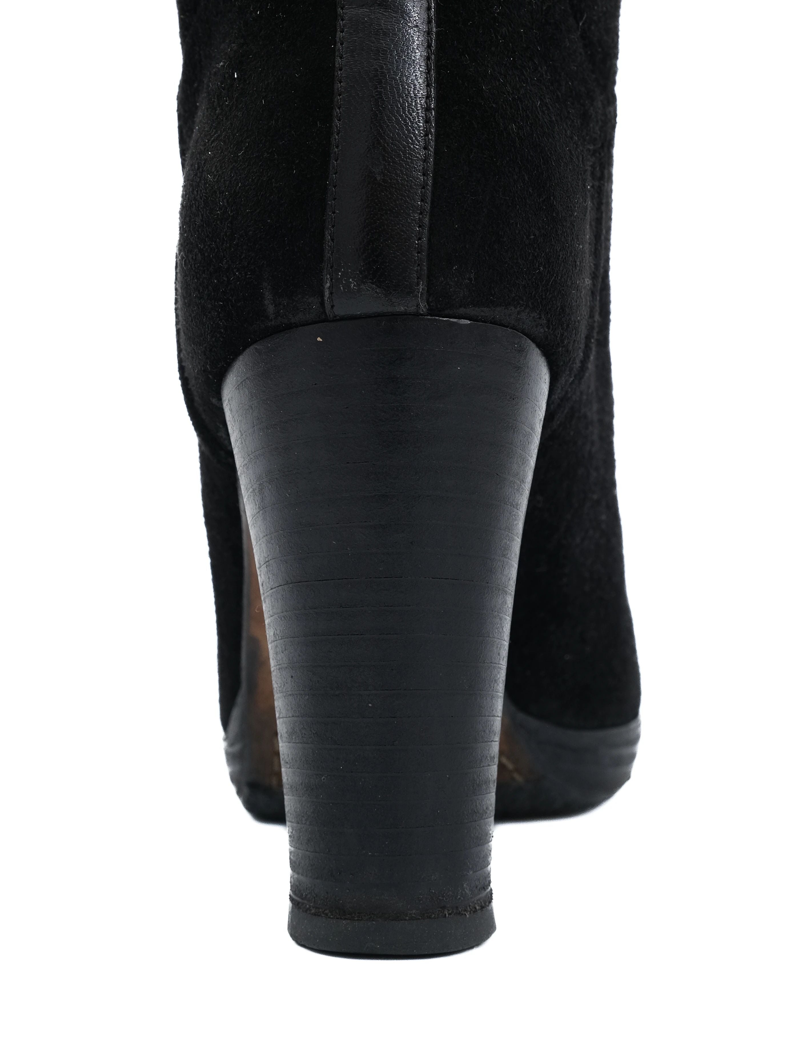 Excellent Loro Piana Black Genuine Suede Knee-High Boots Women