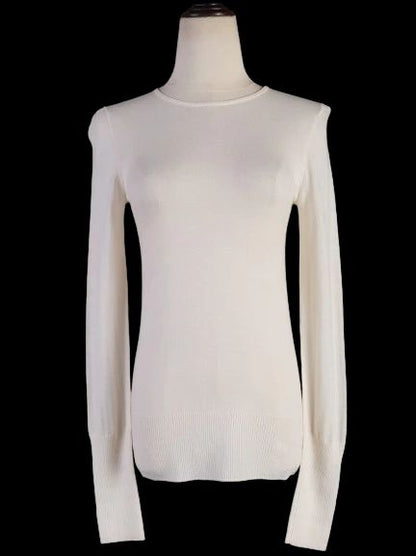 Excellent Tara Jarmon White Wool Long Sleeve Sweater Size S