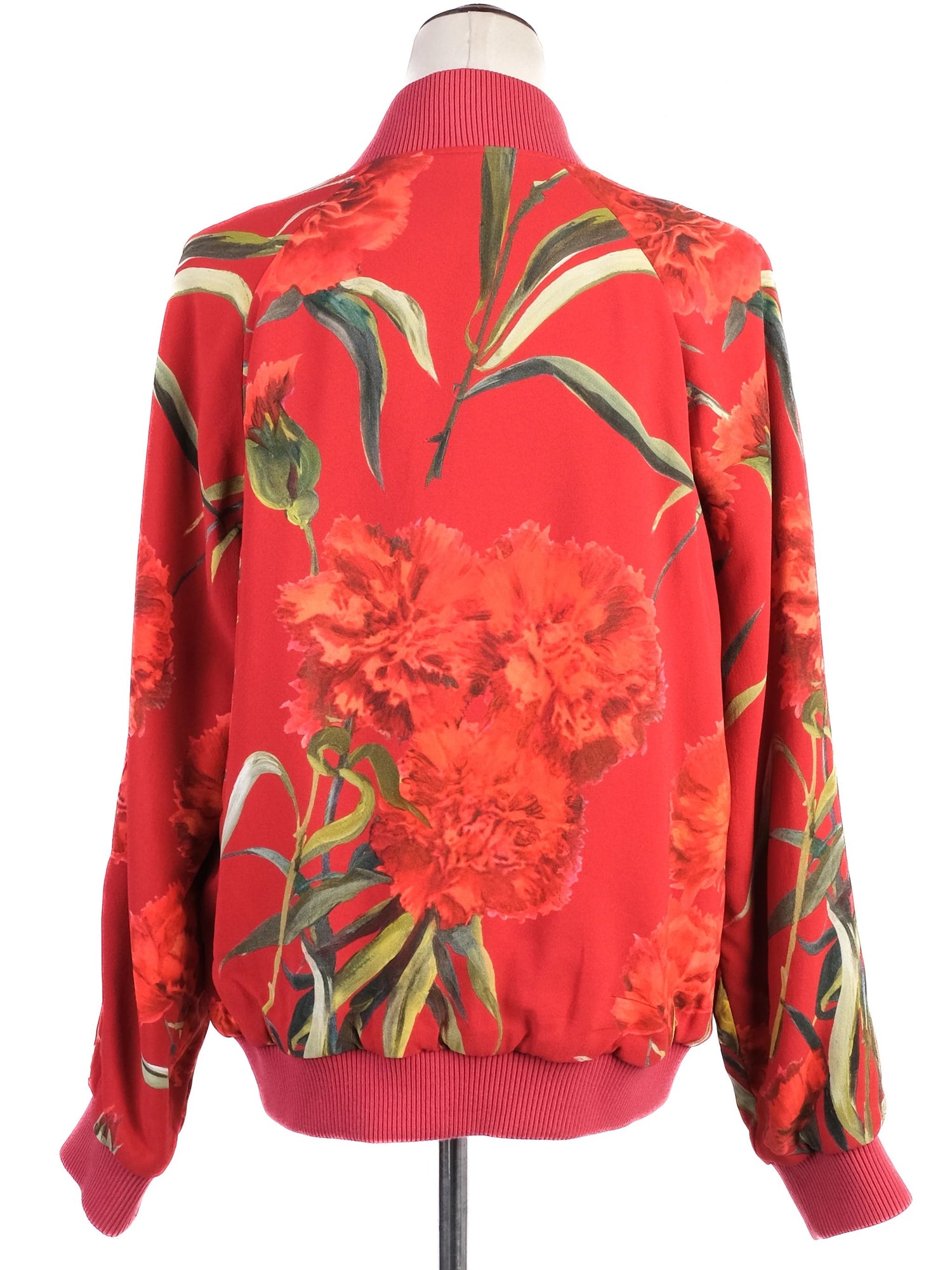 Excellent Dolce Gabbana Red Floral Bomber Jacket Size S
