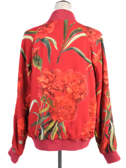 Excellent Dolce Gabbana Red Floral Bomber Jacket Size S
