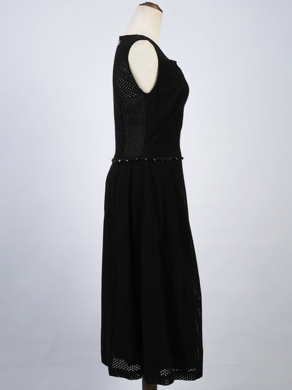 Excellent Cavalli Class Black Cotton Sleeveless Dress with Embellishments