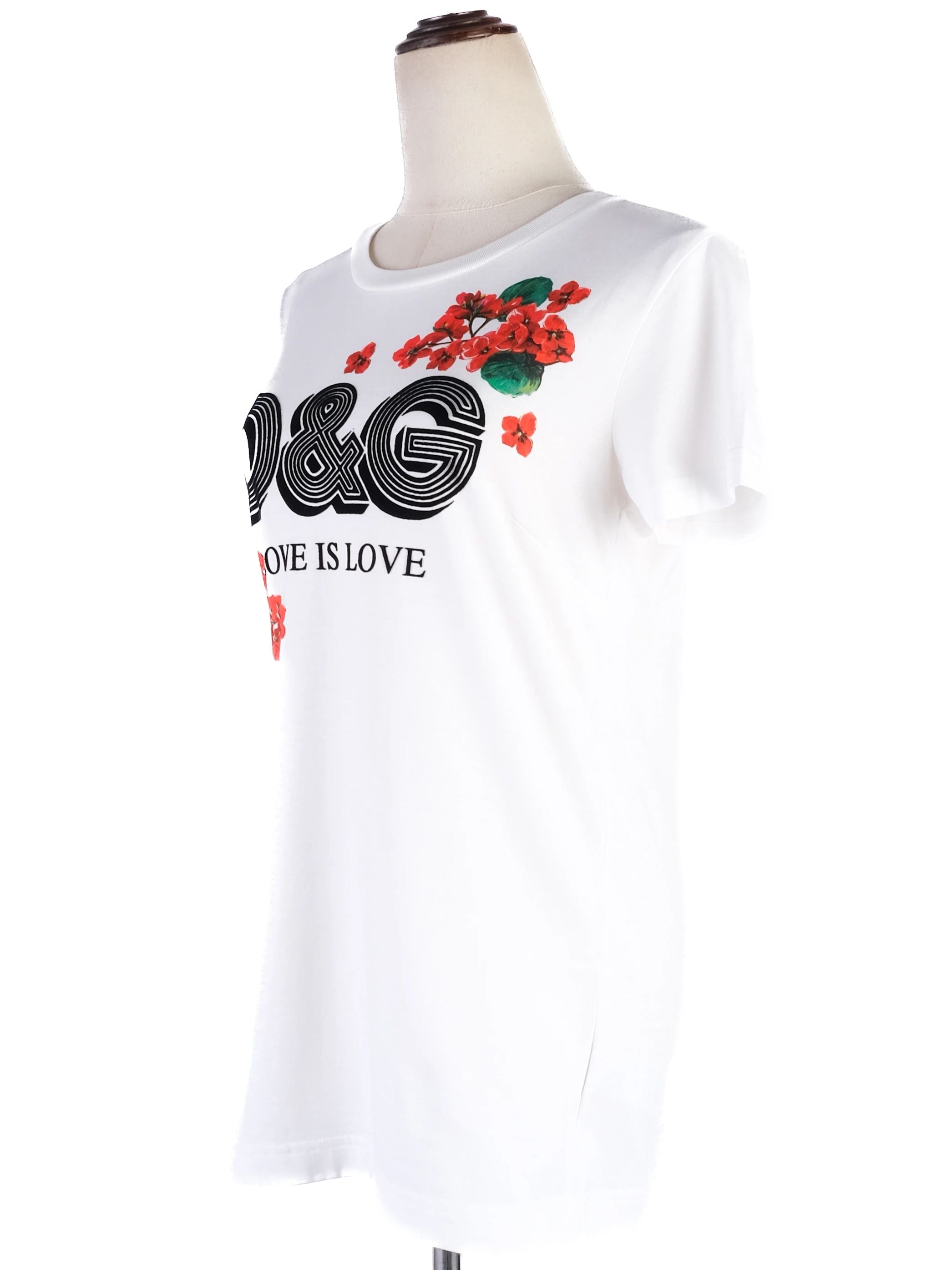 Excellent Dolce Gabbana White T-Shirt D&amp;G LOVE IS LOVE Size M
