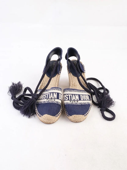 Excellent Dior Blue Fabric Wedge Espadrilles - Stylish Women&