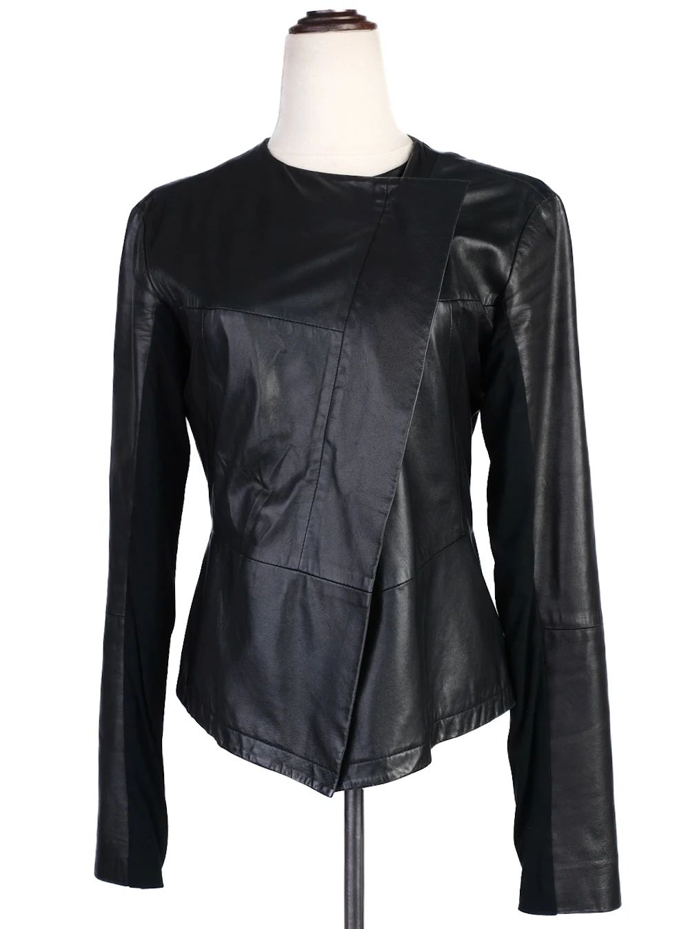 Excellent Emporio Armani Black Leather Jacket Women Size M