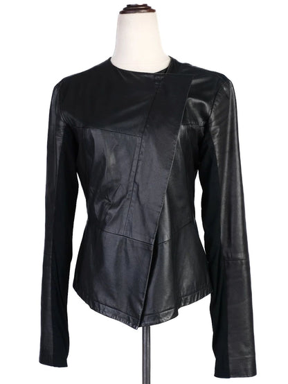 Excellent Emporio Armani Black Leather Jacket Women Size M
