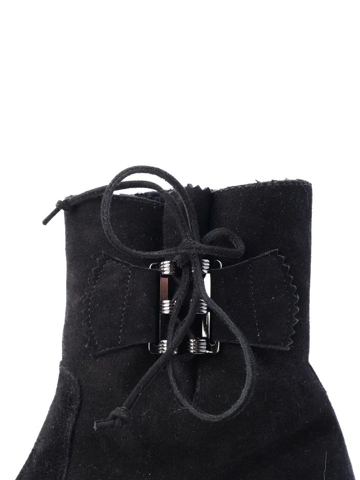Perfect Pakerson Black Leather Ankle Boot with Lace Detail Size 36