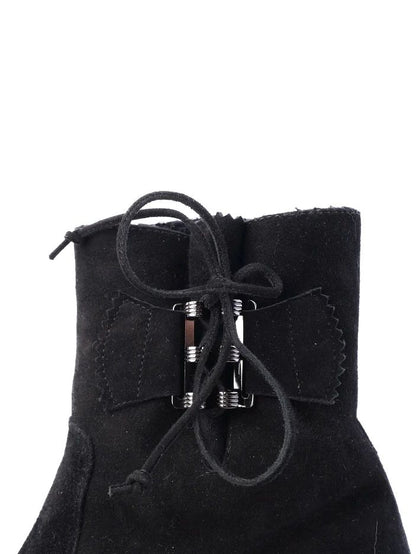 Perfect Pakerson Black Leather Ankle Boot with Lace Detail Size 36