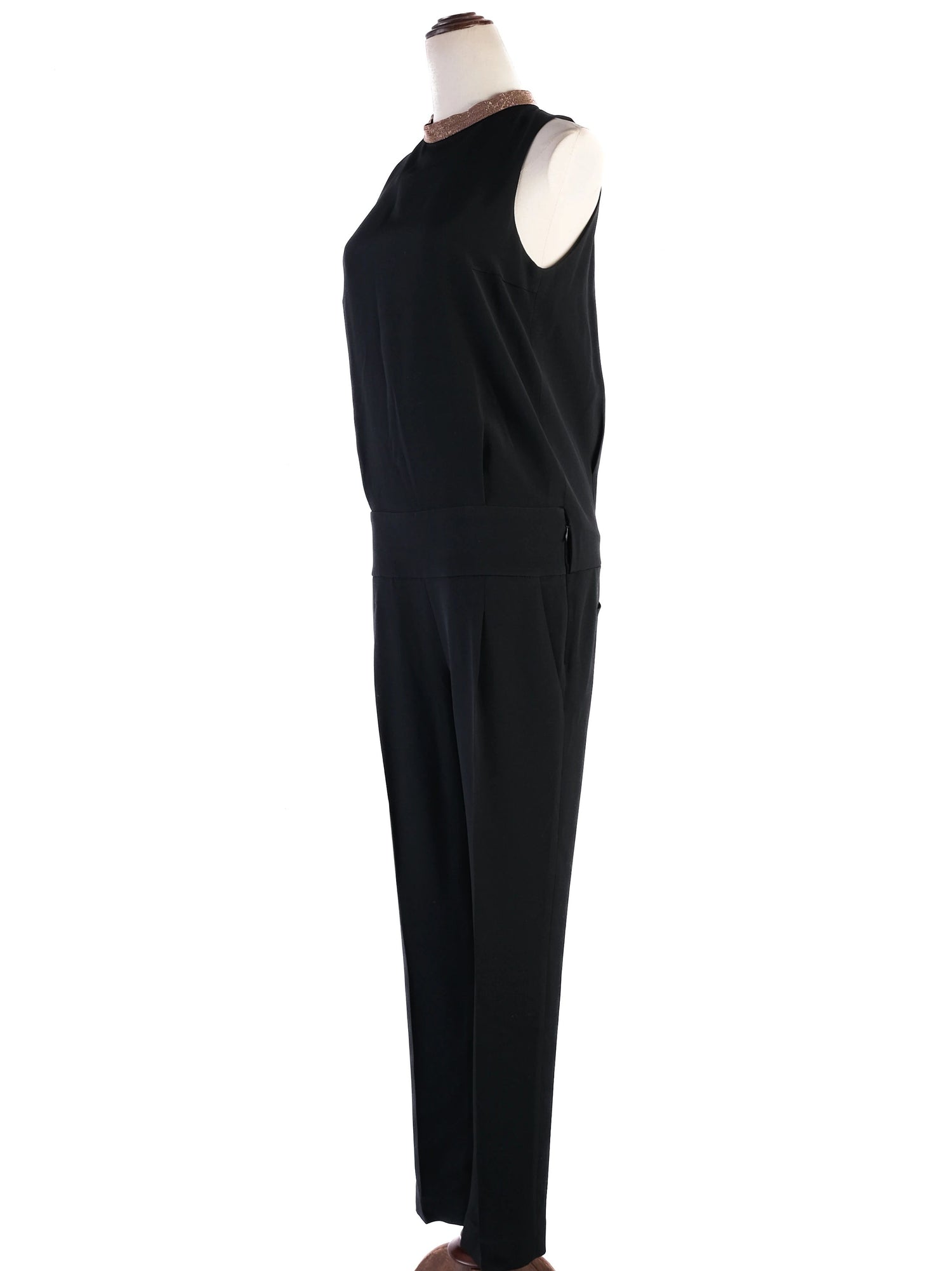 Excellent Brunello Cucinelli Black Silk Jumpsuit Size S