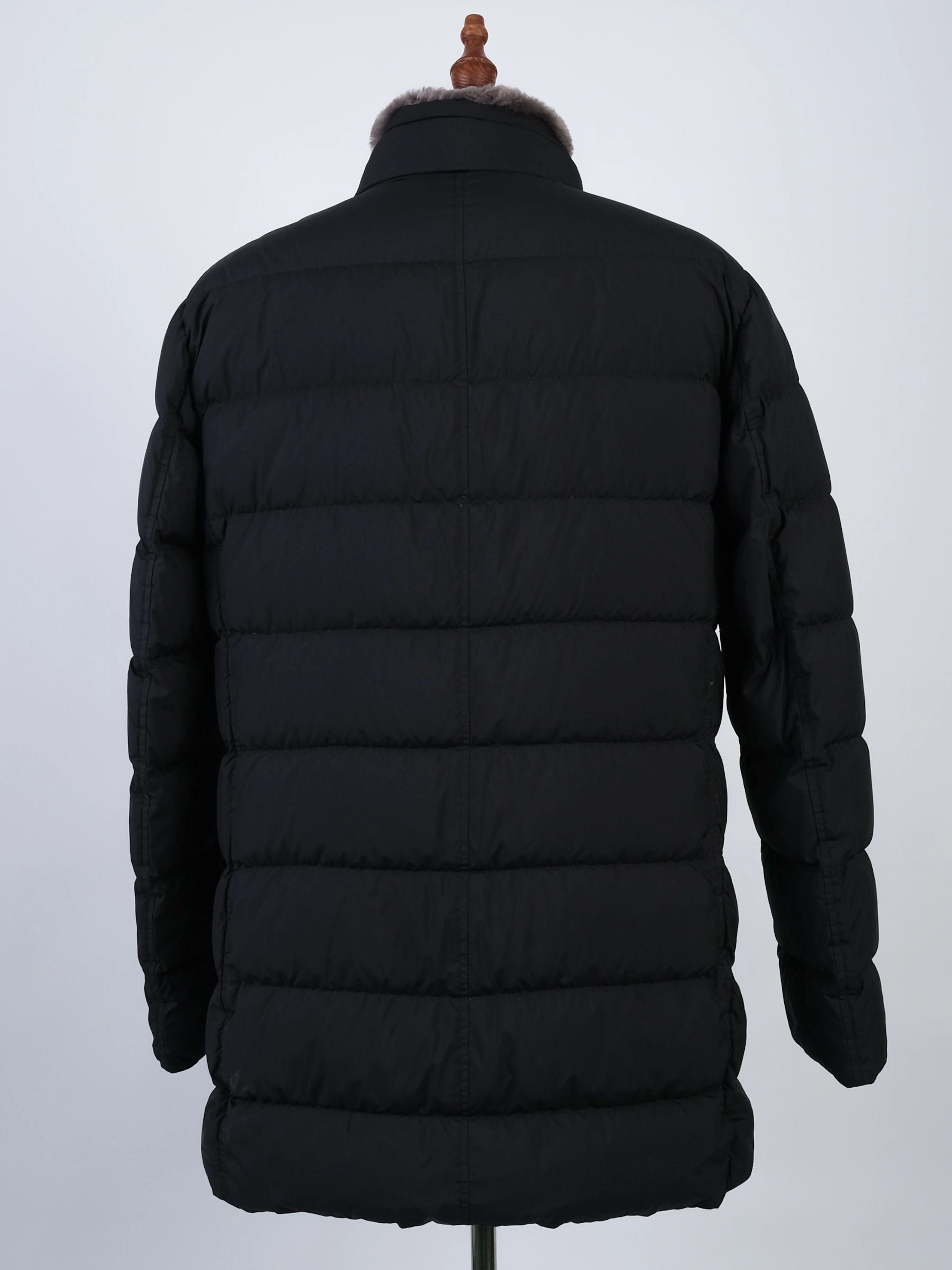 Excellent Herno Blue Padded Winter Coat with Fur Trim Size L