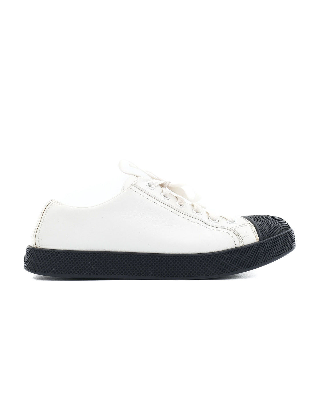 Average Condition Prada White Leather Sneakers Size 36