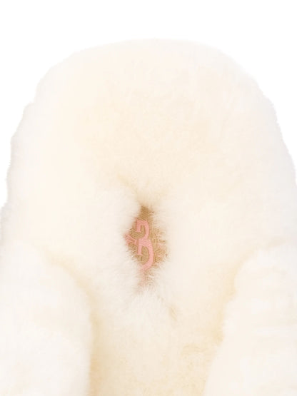 NEW Ugg White Faux Fur Slippers with Decorative Bow for Women
