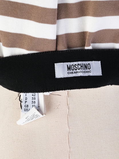 Excellent Moschino Striped Skirt Size M with Black Pockets &amp; Buckle