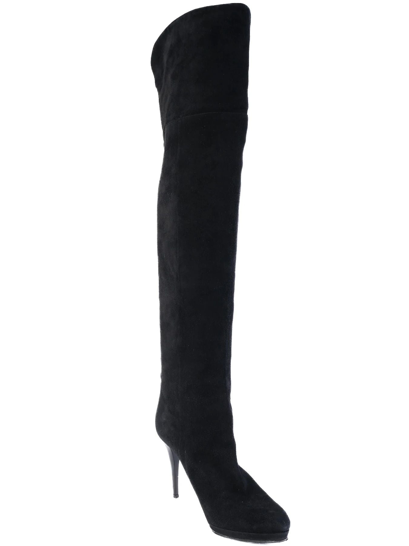 Jimmy Choo Black Suede Over-the-Knee Stiletto Boots Size 39.5
