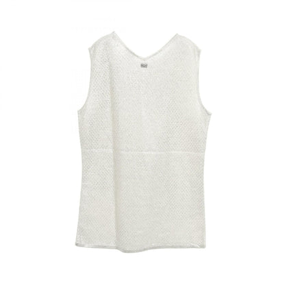 Chanel Gray Silver Tank Top Knit Cotton Fabric P 35700k 02085
