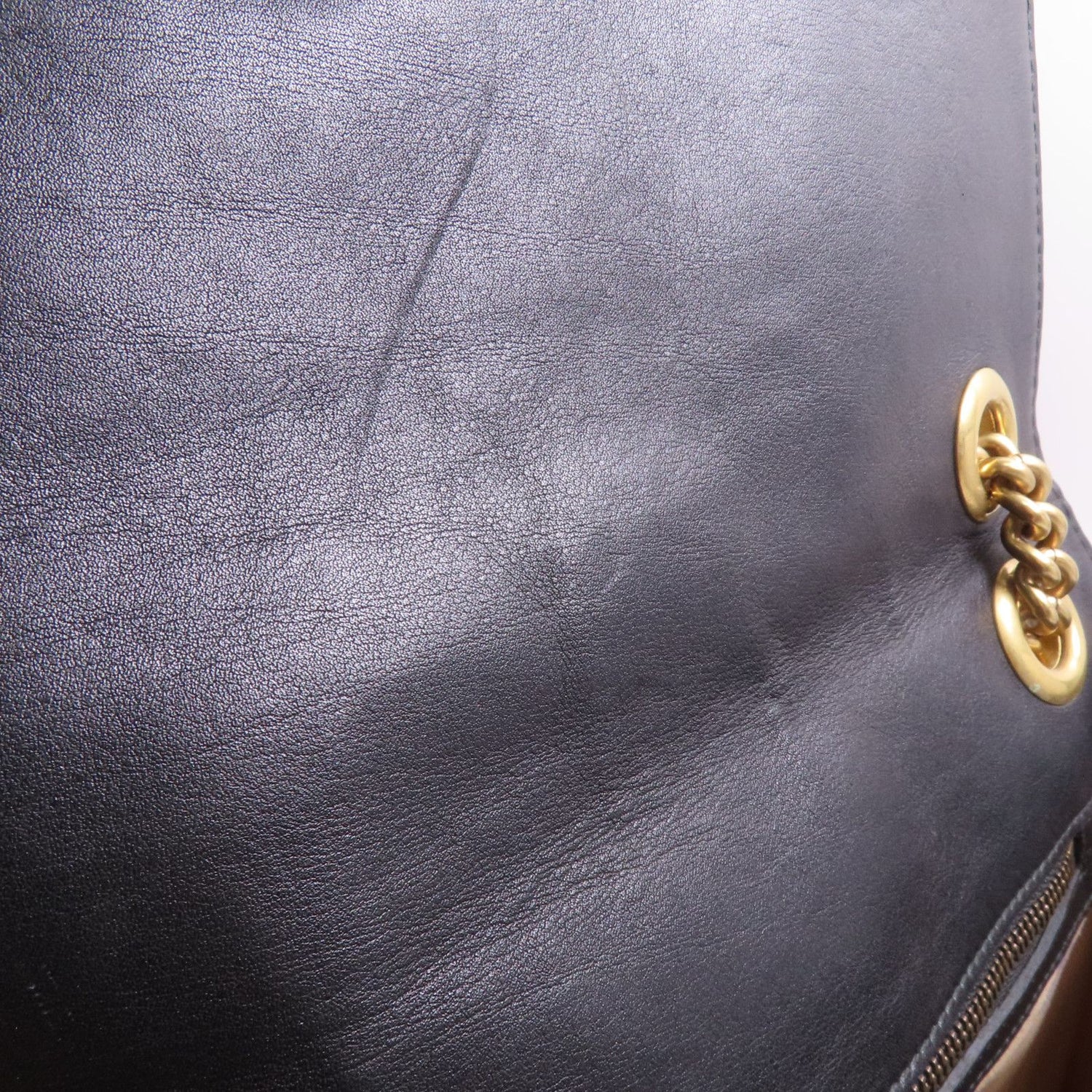 Gucci Cowhide Leather Gg Marmont Gold Cross Shoulder Bag Black Calfskin (cowhide) 443496