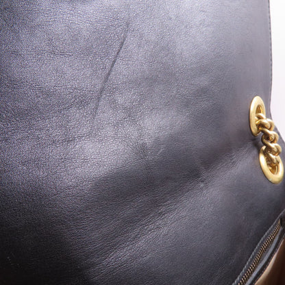 Gucci Cowhide Leather Gg Marmont Gold Cross Shoulder Bag Black Calfskin (cowhide) 443496