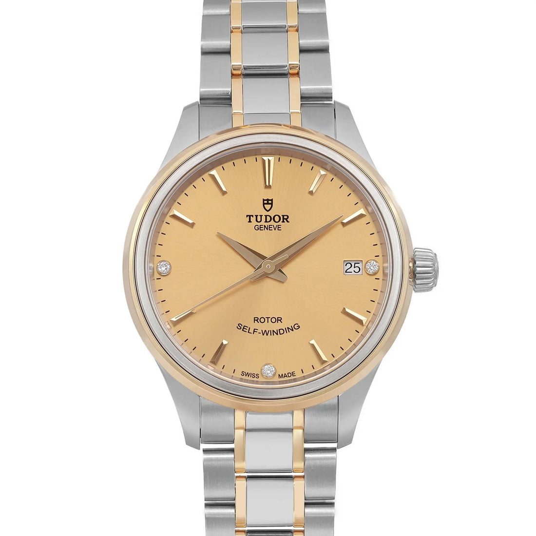 Tudor Style 34mm Gold Steel Champagne Diamond Dial Automatic Watch 12303-0004