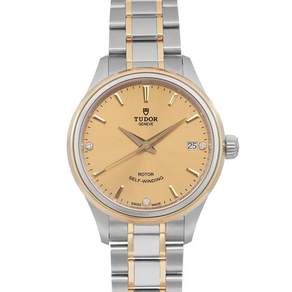 Tudor Style 34mm Gold Steel Champagne Diamond Dial Automatic Watch 12303-0004