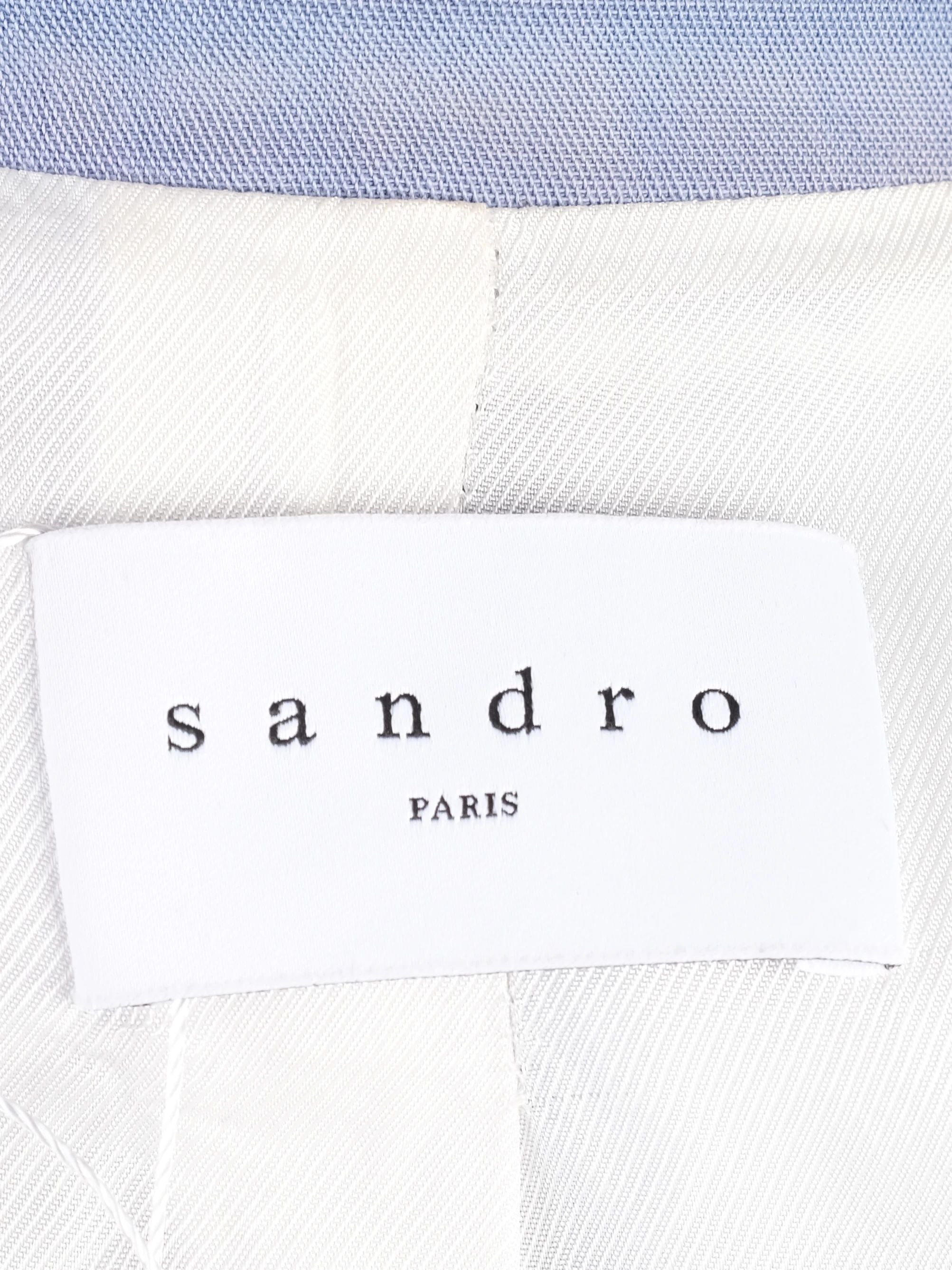 Excellent Sandro Blue Wool Double-Breasted Blazer Women Size Unknown