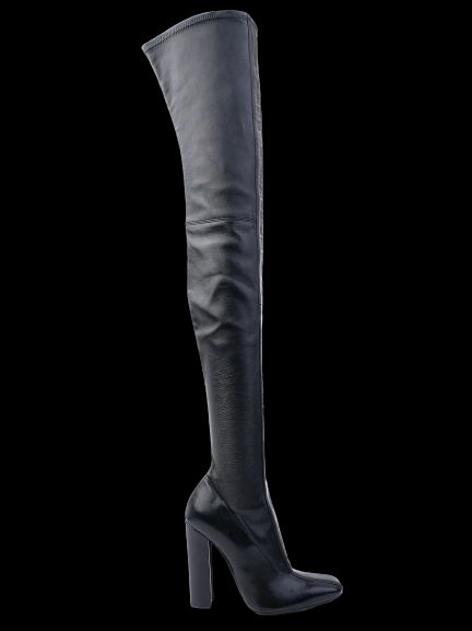 NEW Mila Schon Black Leather Over-the-Knee High-Heeled Boots Size 36