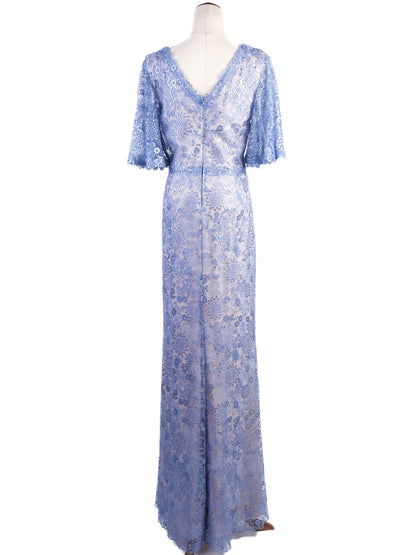 NEW Tadashi Light Blue Lace Gown Floral Patterns Size L