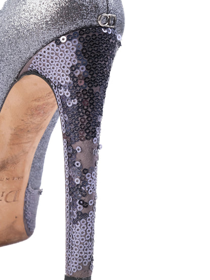 Good Condition Dior Gray Leather High Heeled Shoes Size 36