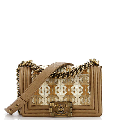 Chanel Boy Flap Bag Woven Leather Small