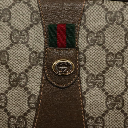 Gucci Gg Supreme Web Sherry Line Clutch Bag Pvc Beige Gold 89 01 034 Auth