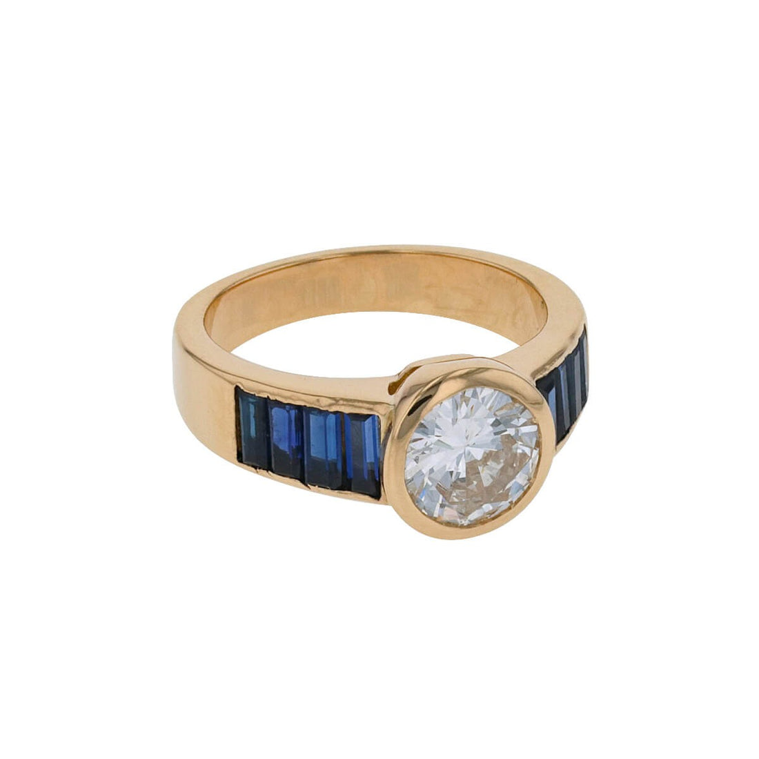 Diamond, sapphires and gold ring