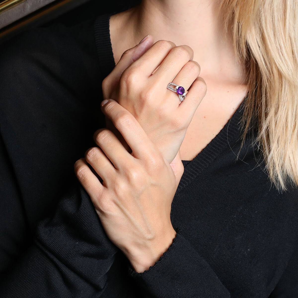 Diamonds and amethyst ring