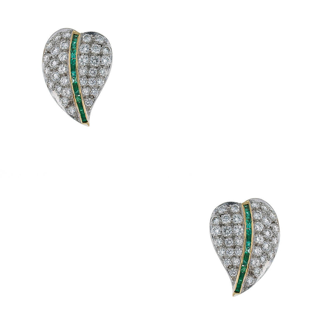 Diamonds, emeralds and gold earrings