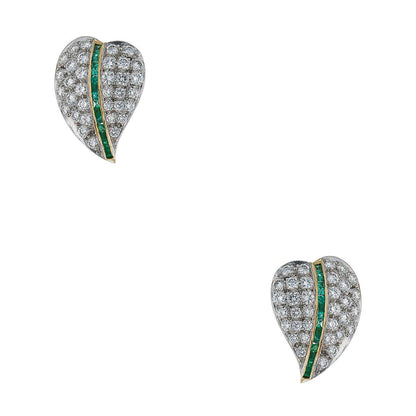 Diamonds, emeralds and gold earrings